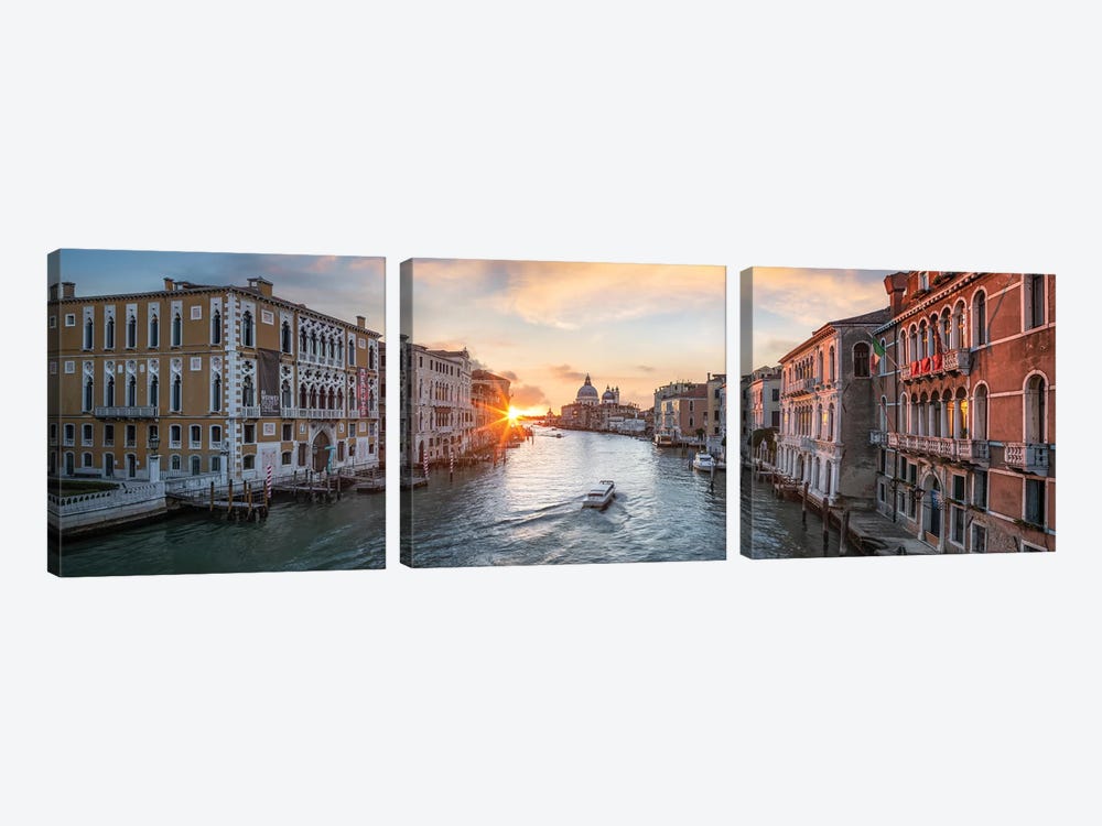Grand Canal Panorama In Venice, Italy by Jan Becke 3-piece Canvas Artwork