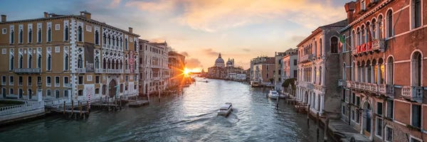 City Sunrises & Sunsets: Grand Canal Panorama In Venice, Italy by Jan Becke