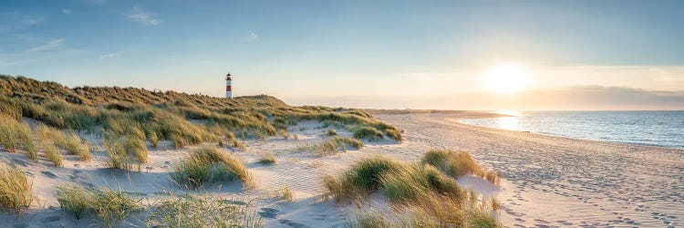 Sylt panorama at sunset with lighthouse List Ost, Schleswig-Holstein, Germany by Jan Becke wall art