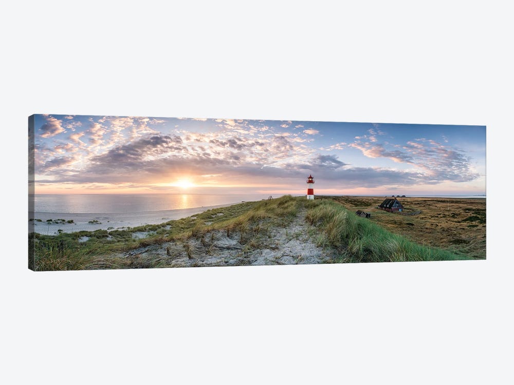 Sunrise at the lighthouse List Ost, Sylt, Schleswig-Holstein, Germany by Jan Becke 1-piece Canvas Wall Art