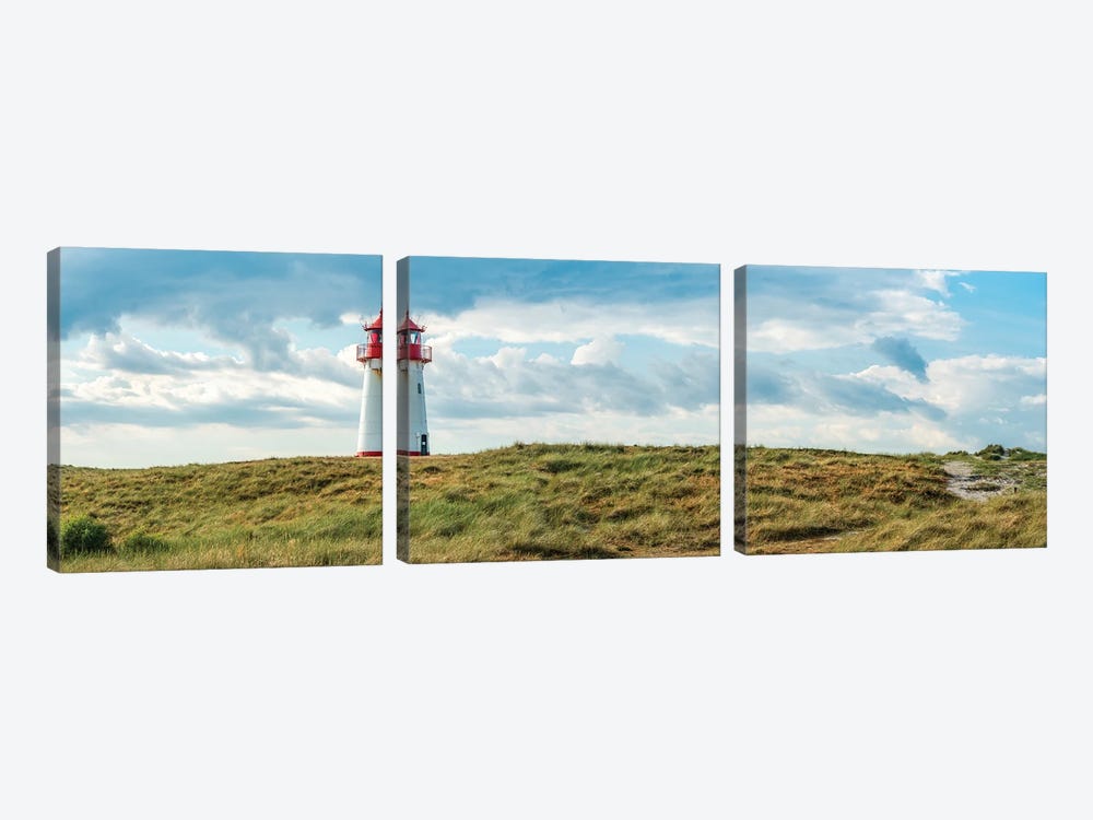 Panoramic view of the lighthouse List West, Sylt, Schleswig-Holstein, Germany by Jan Becke 3-piece Art Print