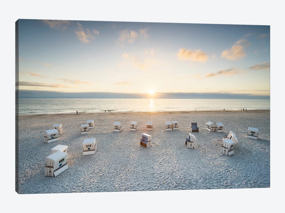 Sunset at the Weststrand (West Beach) on Sylt, Schleswig-Holstein, Germany by Jan Becke 1-piece Canvas Wall Art
