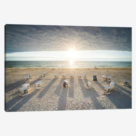 Sunset at the Weststrand beach, Sylt, Schleswig-Holstein, Germany Canvas Print #JNB508} by Jan Becke Canvas Wall Art