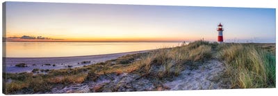 Sunrise at the Lighthouse List Ost, North Sea coast, Island of Sylt, Germany Canvas Art Print - Sylt Art