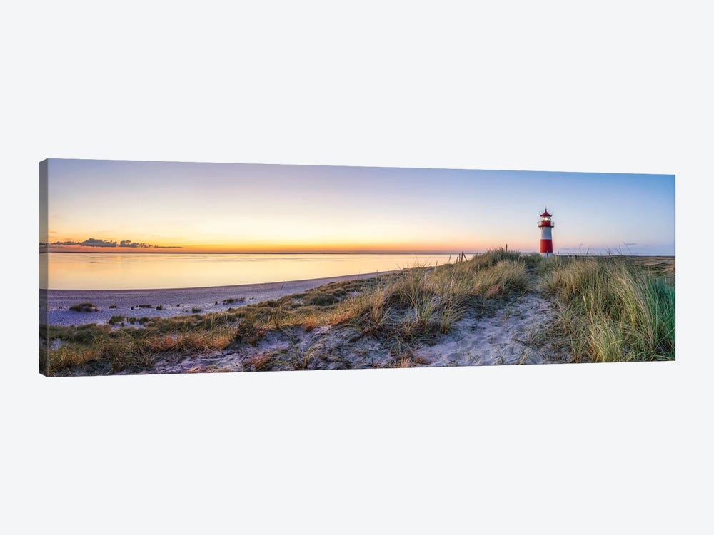 Sunrise at the Lighthouse List Ost, North Sea coast, Island of Sylt, Germany by Jan Becke 1-piece Canvas Art