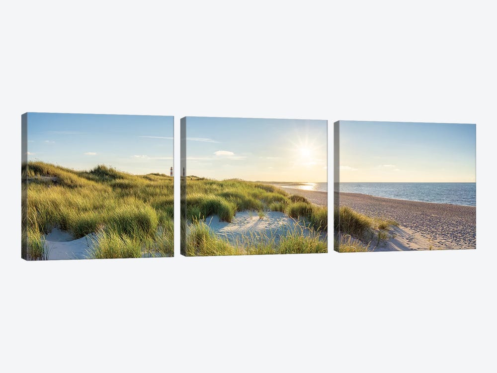 Sunset at the dune beach, North Sea coast, Sylt, Schleswig-Holstein, Germany by Jan Becke 3-piece Canvas Wall Art