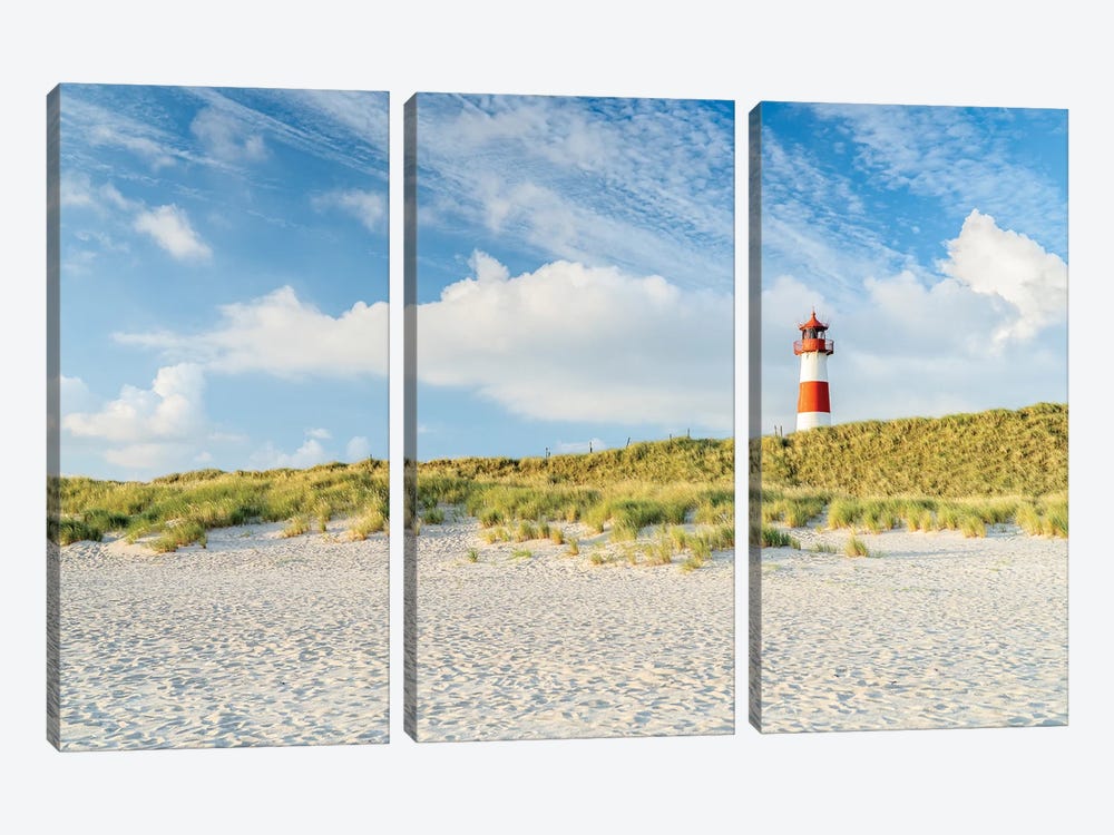 Lighthouse List Ost at the dune beach, Sylt, Schleswig-Holstein, Germany by Jan Becke 3-piece Canvas Art Print