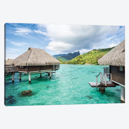 Overwater villas on Moorea, French Polynesia Canvas Print #JNB517} by Jan Becke Canvas Wall Art