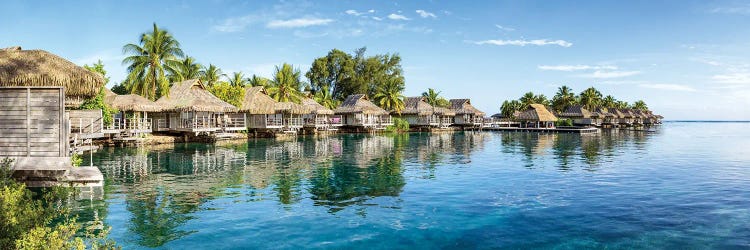 Overwater Bungalows at a luxury beach resort on Moorea, French Polynesia