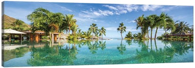 Infinity pool at a luxury beach resort on Tahiti, French Polynesia Canvas Art Print - French Polynesia Art