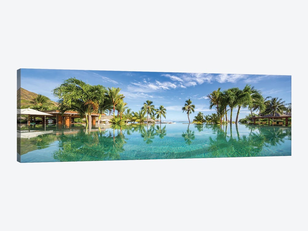 Infinity pool at a luxury beach resort on Tahiti, French Polynesia by Jan Becke 1-piece Canvas Print