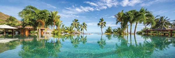 French Polynesia: Infinity pool at a luxury beach resort on Tahiti, French Polynesia by Jan Becke