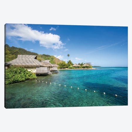 Overwater bungalows on Moorea, French Polynesia Canvas Print #JNB522} by Jan Becke Canvas Wall Art