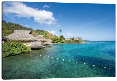 Overwater bungalows on Moorea, French Polynesia Canvas Art Print