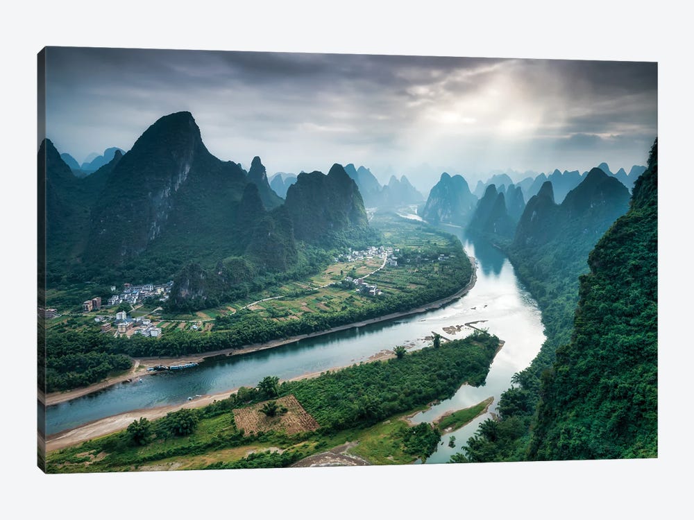 Li River Valley And Karst Peaks Seen From Top of Xianggong Mountain, Yangshuo County, Guilin, China by Jan Becke 1-piece Canvas Art Print