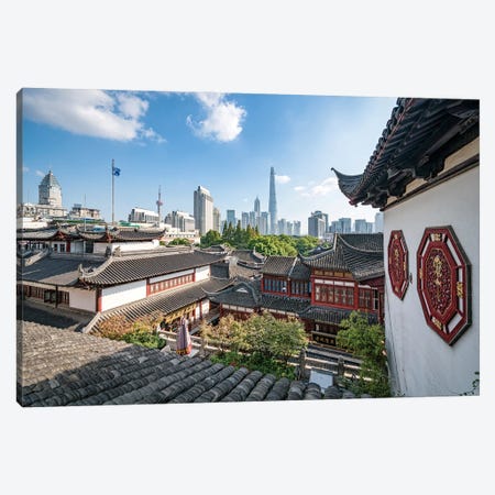 Traditional Chinese architecture at the Yu Yuan Gardens, Shanghai, China Canvas Print #JNB526} by Jan Becke Canvas Print
