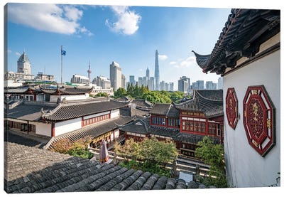 Traditional Chinese architecture at the Yu Yuan Gardens, Shanghai, China Canvas Art Print - Chinese Culture