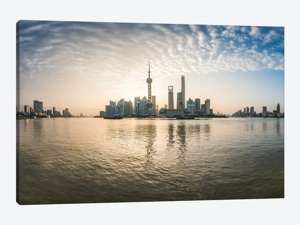 Pudong skyline at sunrise, Shanghai, China by Jan Becke 1-piece Canvas Artwork
