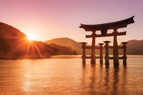 Lake Sunrises & Sunsets: Great Torii Of Miyajima by Jan Becke