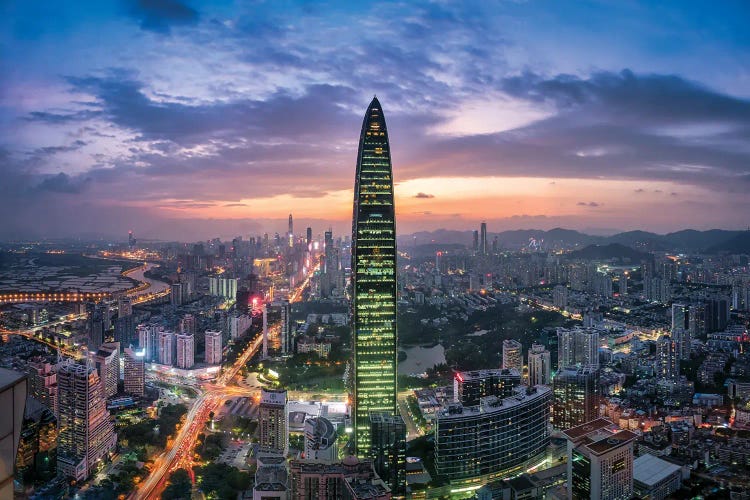 The KK100 skyscraper formerly known as Kingkey 100 and Kingkey Finance Tower, Shenzhen, Guangdong, China