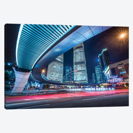 Lujiazui district in Pudong at night, Shanghai, China Canvas Print #JNB533} by Jan Becke Canvas Art Print