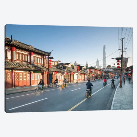 Old town of Shanghai with Shanghai Tower in the background, China Canvas Print #JNB536} by Jan Becke Canvas Artwork