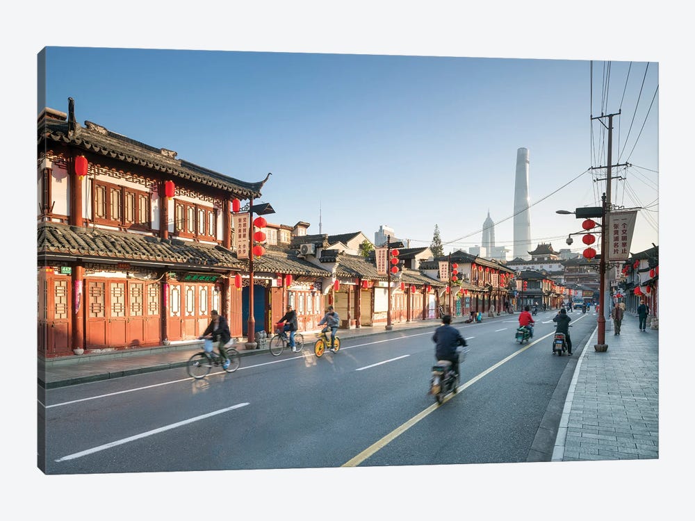 Old town of Shanghai with Shanghai Tower in the background, China by Jan Becke 1-piece Canvas Art
