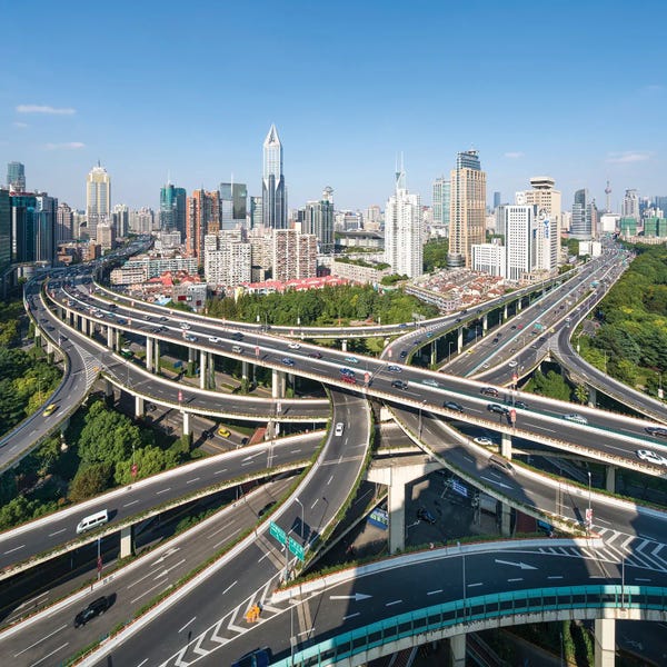 Shanghai: Intersection road, Shanghai, China by Jan Becke