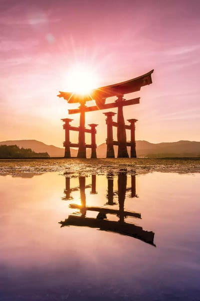 Itsukushima (Miyajima): Great Torii Of Miyajima At Sunset by Jan Becke
