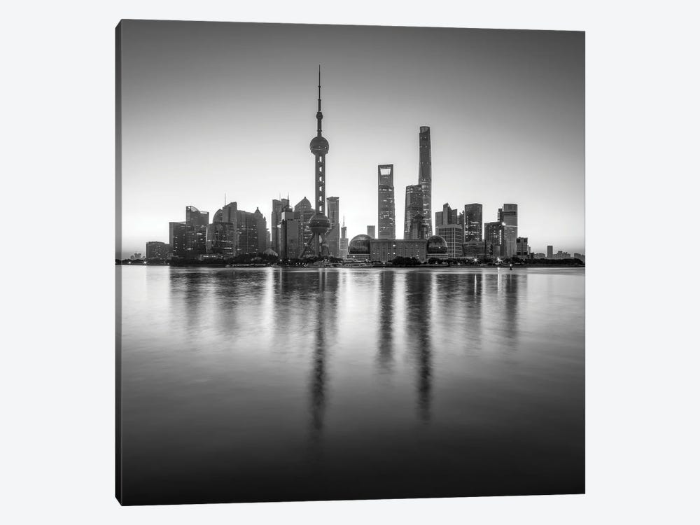 Pudong sykline in black and white, Shanghai, China by Jan Becke 1-piece Art Print