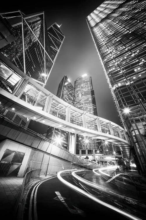 Hong Kong Central in black and white