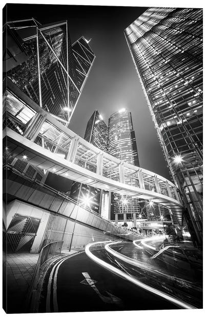 Hong Kong Central in black and white Canvas Art Print - Hong Kong Art