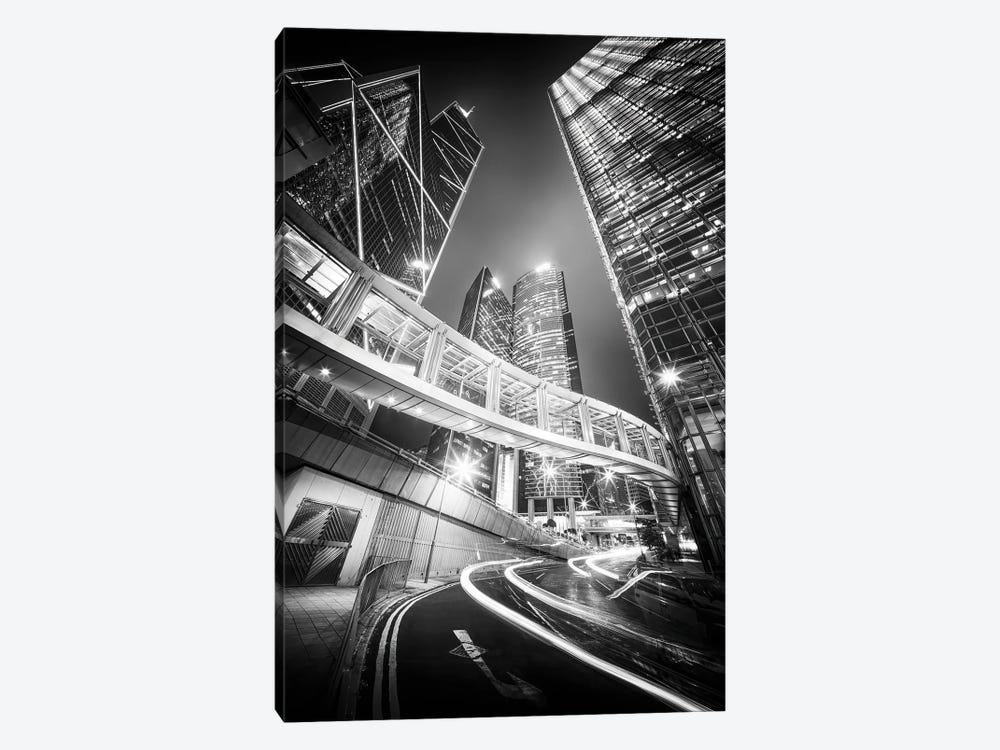 Hong Kong Central in black and white by Jan Becke 1-piece Canvas Art