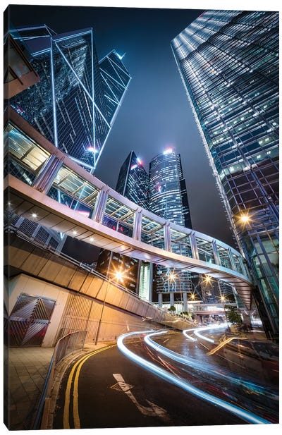 Hong Kong Central district at night Canvas Art Print - Hong Kong
