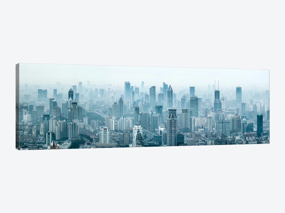 Shanghai skyline panorama by Jan Becke 1-piece Art Print