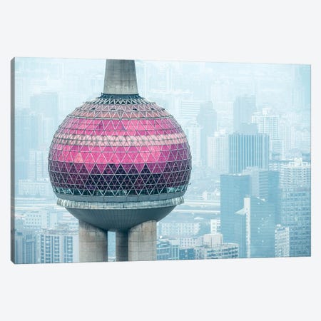 Aerial view of the Oriental Pearl Tower, Shanghai, China Canvas Print #JNB559} by Jan Becke Canvas Print