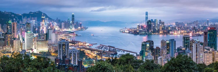 Hong Kong skyline panorama at night