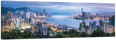 Hong Kong skyline panorama at night Canvas Art Print - Asia Art