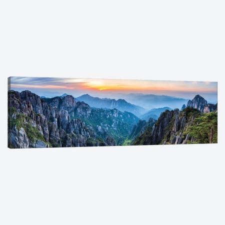 Panoramic view of the Huangshan landscape at sunrise Canvas Print #JNB565} by Jan Becke Canvas Print