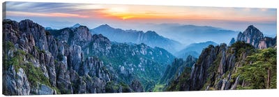 Panoramic view of the Huangshan landscape at sunrise Canvas Art Print - China Art