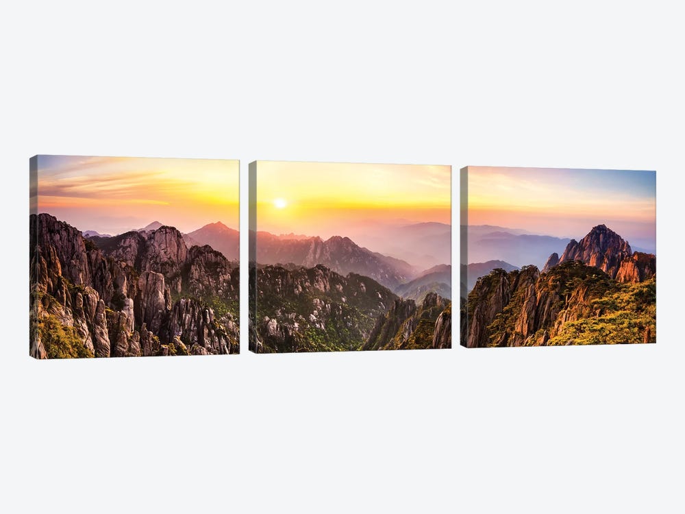 Huangshan also known as the Yellow mountain, Anhui Province, China by Jan Becke 3-piece Canvas Print