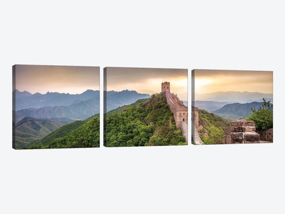 Jinshanling section of the Great Wall of China by Jan Becke 3-piece Canvas Art