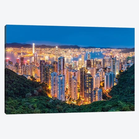Hong Kong skyline seen from Victoria Peak Canvas Print #JNB569} by Jan Becke Canvas Art