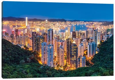 Hong Kong skyline seen from Victoria Peak Canvas Art Print - Hong Kong Art