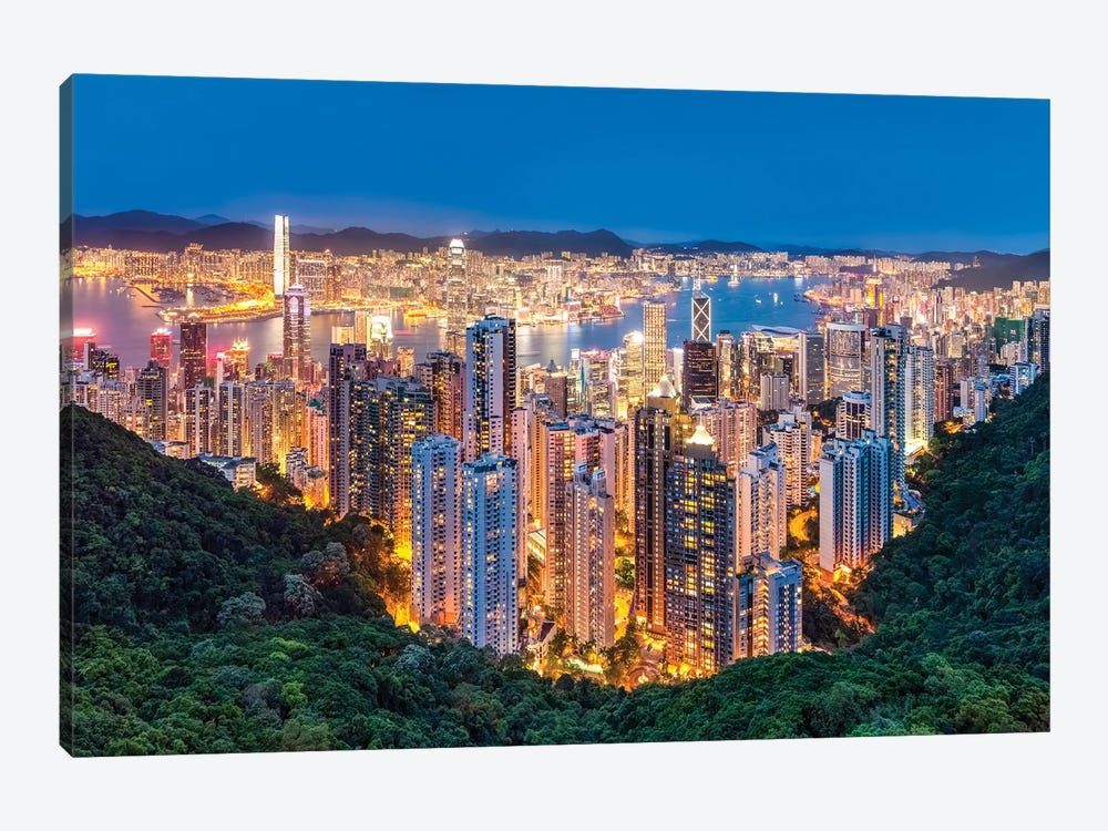 Hong Kong skyline seen from Victoria Peak by Jan Becke 1-piece Canvas Artwork
