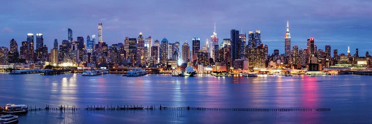 Manhattan skyline panorama at night