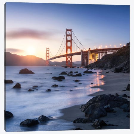 Golden Gate Bridge at sunset Canvas Print #JNB580} by Jan Becke Canvas Wall Art