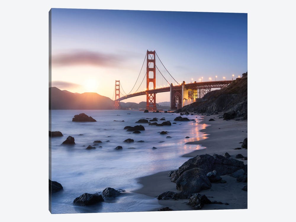 Golden Gate Bridge at sunset by Jan Becke 1-piece Canvas Print