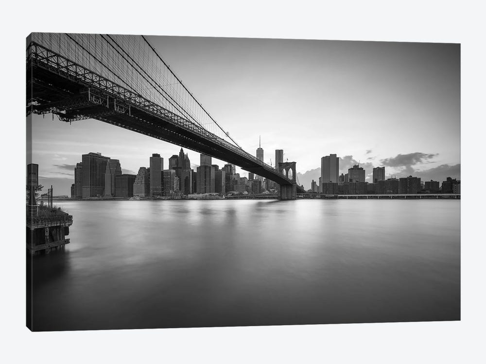 Brooklyn Bridge black and white by Jan Becke 1-piece Canvas Wall Art