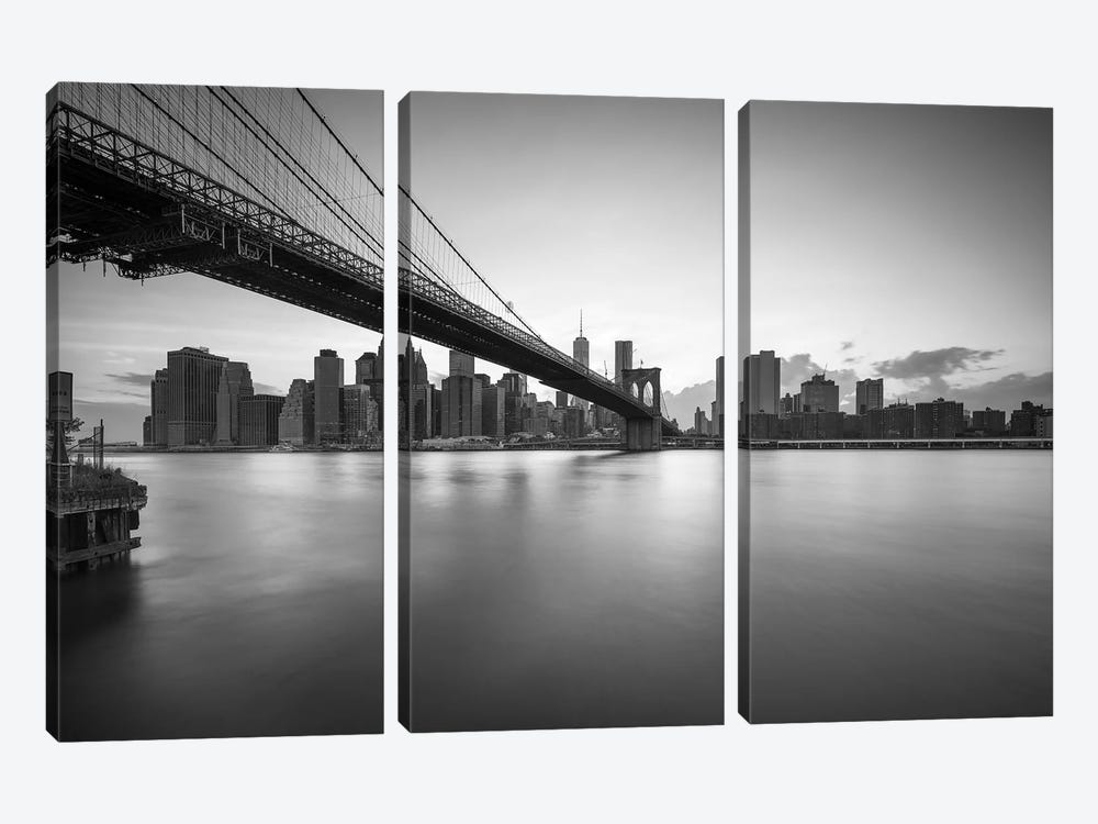 Brooklyn Bridge black and white by Jan Becke 3-piece Canvas Artwork